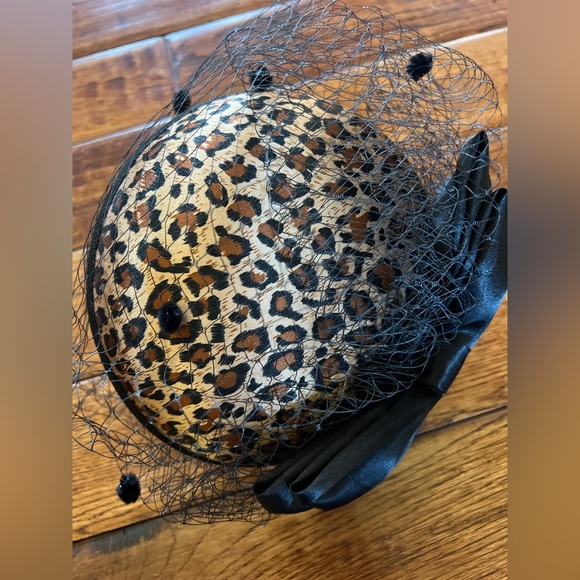 Tasha Fascinator Hat Headband Leopard Black - Picture 4 of 10